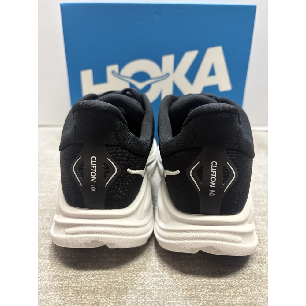Women's Size 6.5 - Hoka One Clifton 10 Black / White Running Shoes 1162031 BWHT - Picture 4 of 8